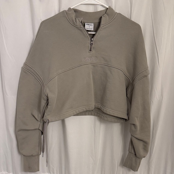 Gymshark Tops - Gymshark Taupe Cropped Hoodie
